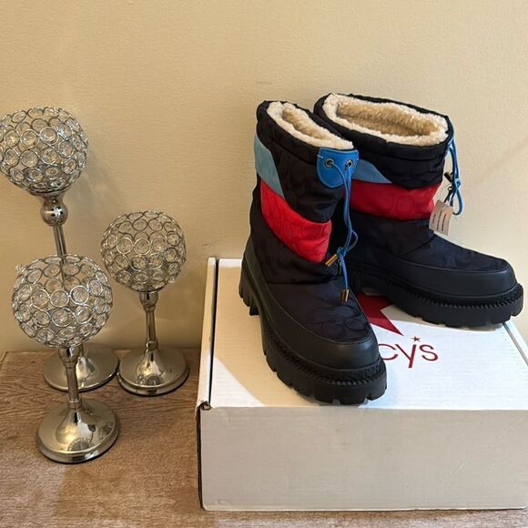 Coach Puffer Snow Boot- Navy Signature- Size 7.5 B- NIB - Picture 1 of 8